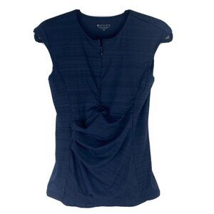 Athleta Womens Bike Shirt Size XS Navy Blue Zipper Pockets Cycling Triathalon